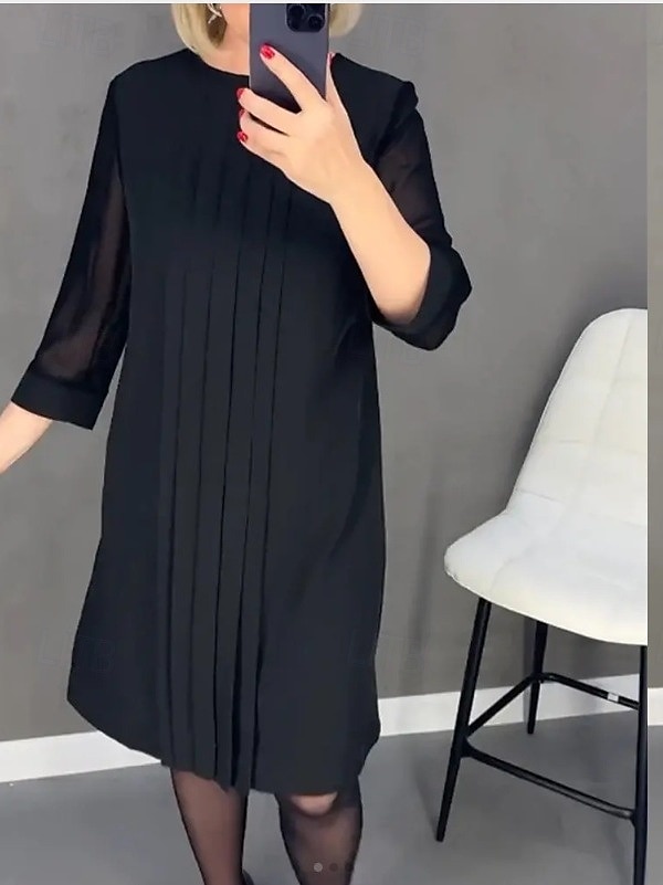 Damen Vintage-Kleid Minikleid Patchwork Gerafft Elegant Ausgefallene Rundhalsausschnitt Langarm Schwarz Rote Grün Farbe 2025 - $41.99 –P5