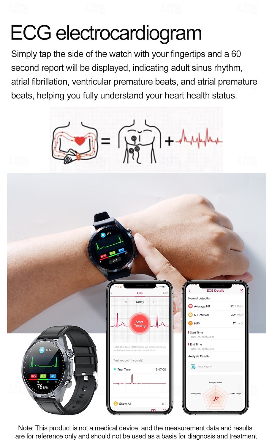 696 TK79 Smart Watch 1.47 inch Smart Band Fitness Bracelet Bluetooth ECG+PPG Temperature Monitoring Pedometer Compatible with Android iOS Women Men Message Reminder IPX-0 27mm Watch Case 2025 - $66.99 –P17