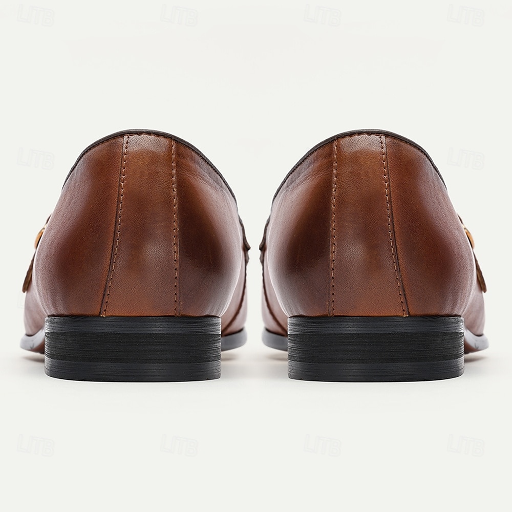 mocassini da uomo in pelle marrone con doppia fibbia e motivo coccodrillo – scarpe eleganti in pelle di vacchetta di alta qualità per abbigliamento formale e casual del 2025 a $94.99 –P5