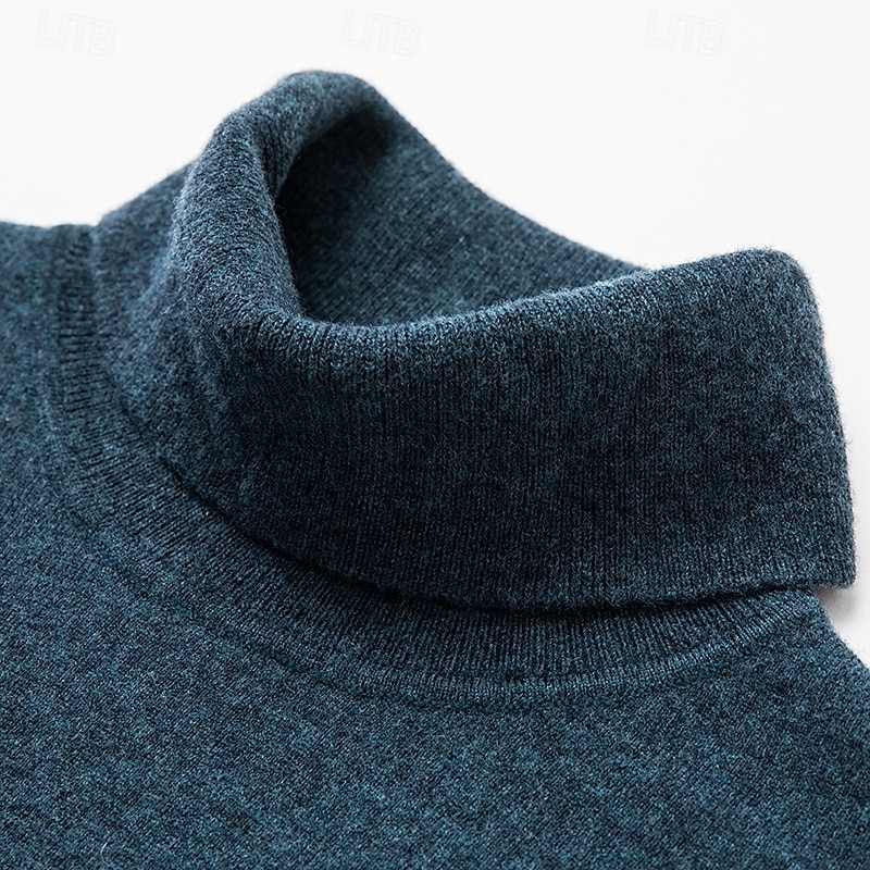 Men's 100% Wool Pullover Sweater Jumper Knit Solid Color Turtleneck Knitwear Elegant Christmas Outdoor Clothing Apparel Fall Winter Black Red S M L 2025 - $57.99 –P8
