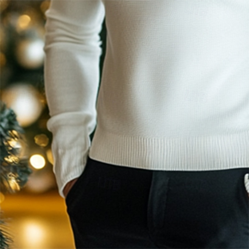 Homme Pull Pull en tricot A côtes Tricoter Normal Tricoté Plein Col Roulé Mode Décontractées Usage quotidien Rendez-vous Vêtement Tenue Automne hiver Noir Blanche S M L de 2025 ? $25.99 –P6