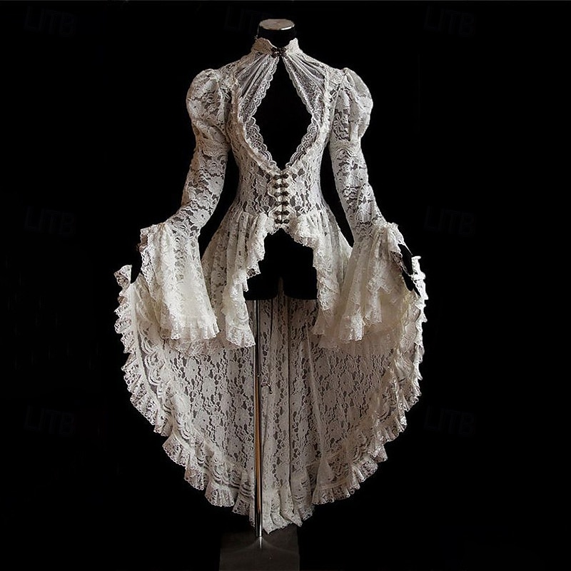 Lace Ruffle Tailcoat Medieval Renaissance Vintage Dress Women's Costume Vintage Cosplay Party Long Sleeve Dress Masquerade 2025 - $89.99 –P1