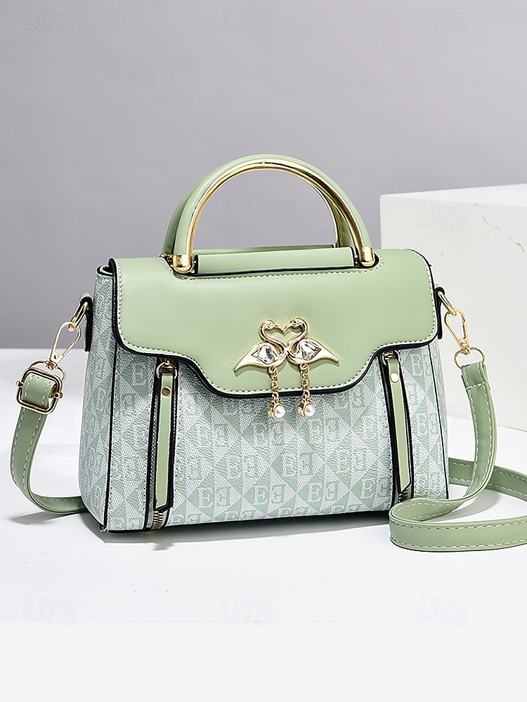 elegantní dámská béžová crossbody kabelka – luxusní monogramové provedení s přívěskem srdce a horní rukojetí 2025 - $29.99 –P11