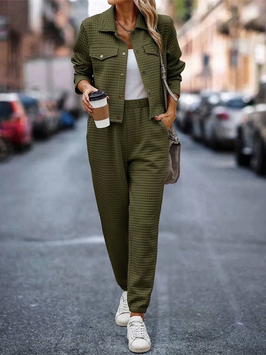 Damen Modisch Strassenmode Täglich Hemd Chinesisch Chino Langarm Hemdkragen Glatt Casual Täglich Rosa Grün Khaki Herbst Regular Fit 2025 - $36.99 –P12