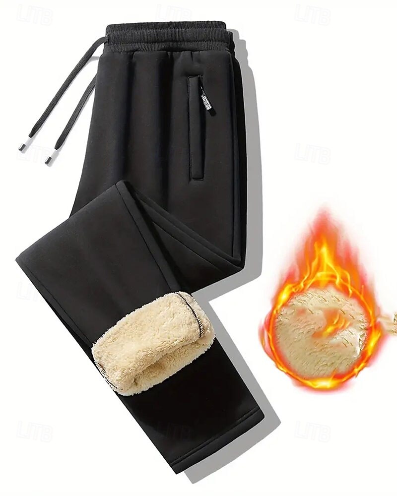 Homens Sherpa Calças de lã Calças de inverno Calças Calça de moletom de perna reta Bolsos Com Cordão Cintura elástica Tecido Conforto Quente Esportes Diário Moda Casual Preto Cinzento Micro-Elástica de 2026 por $17.99 –P7
