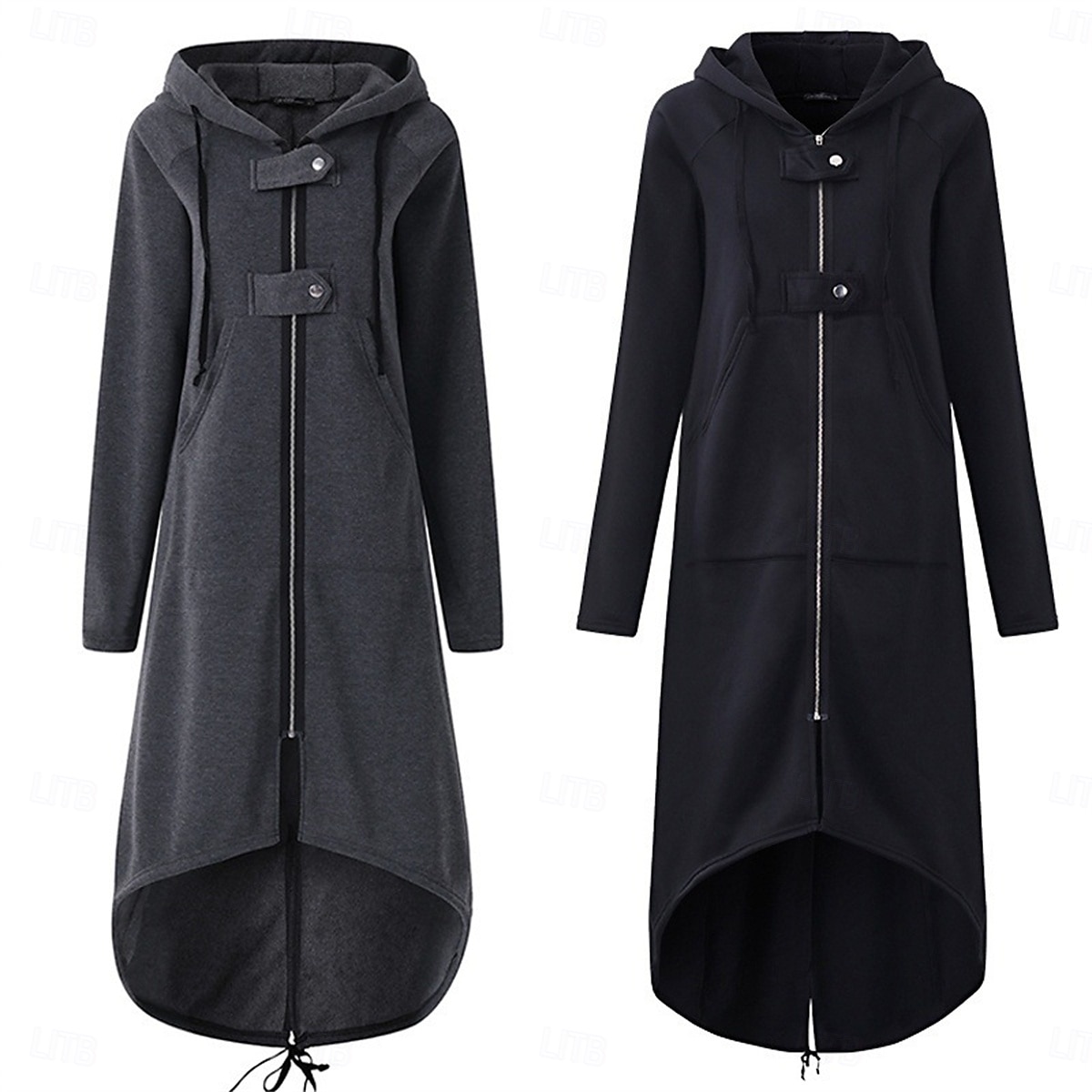 Femme Décontractées manche longue Sweat à capuche Hauts longs Plein Air Quotidien Zippé Poche Noir Gris Automne Hiver de 2025 ? $35.99 –P2