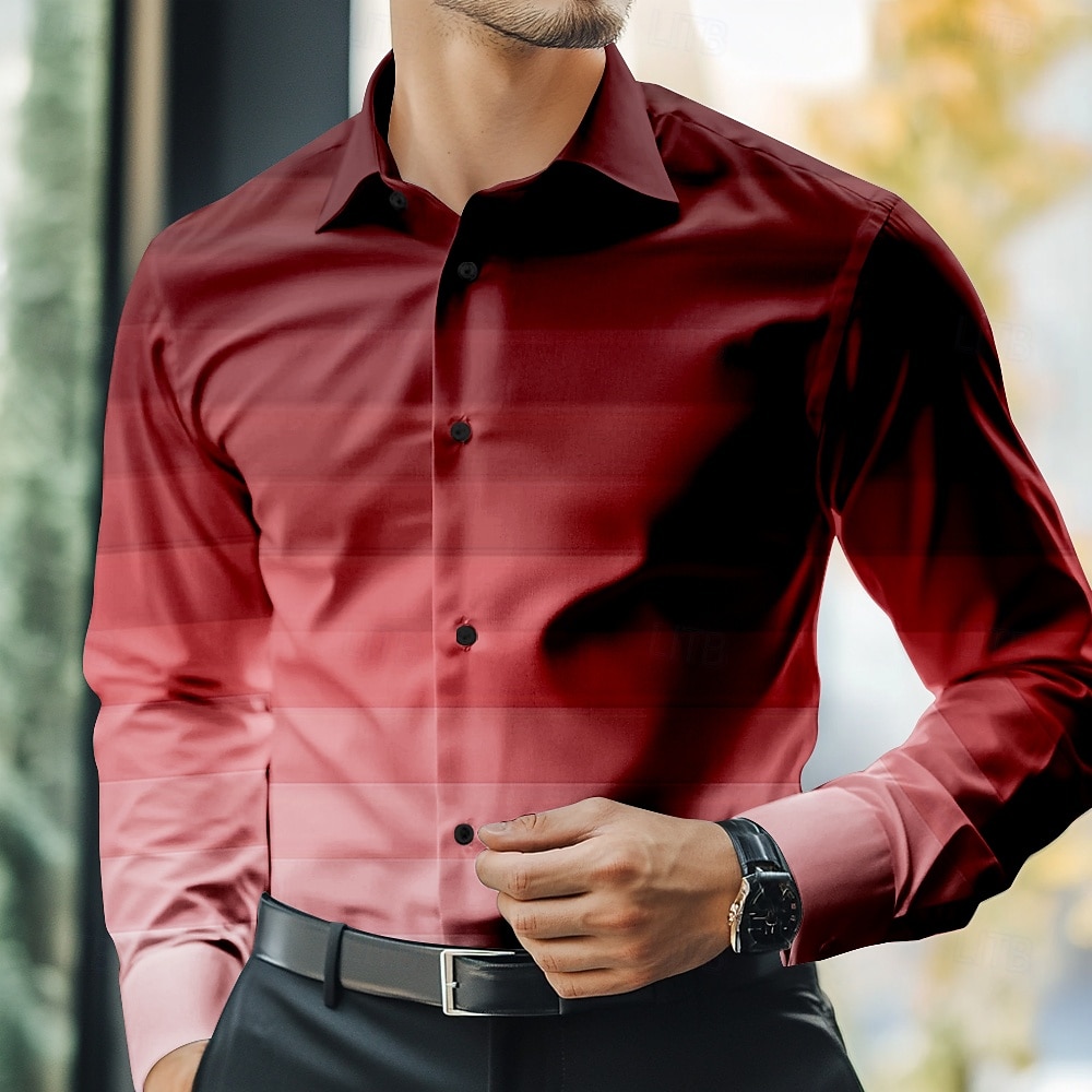 Herren Verlaufsstreifen Oberhemd Knopfhemd Langarm Business-Casual Formal Geschäft Täglich Herbst Winter Frühling Sommer Hemdkragen Knopf hoch 3D-Druck Schwarz Rote Blau Purpur 2025 - $25.99 –P6
