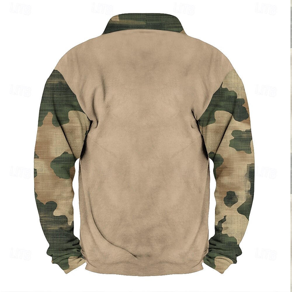 Men's Deer Sweatshirt Quarter Zip Sweatshirt Long Sleeve Sweatshirt Stand Collar Quarter Zip Casual Vintage Retro 3D Print Vacation Going out Streetwear Half Zip Fall Winter 2025 - $45.99 –P2