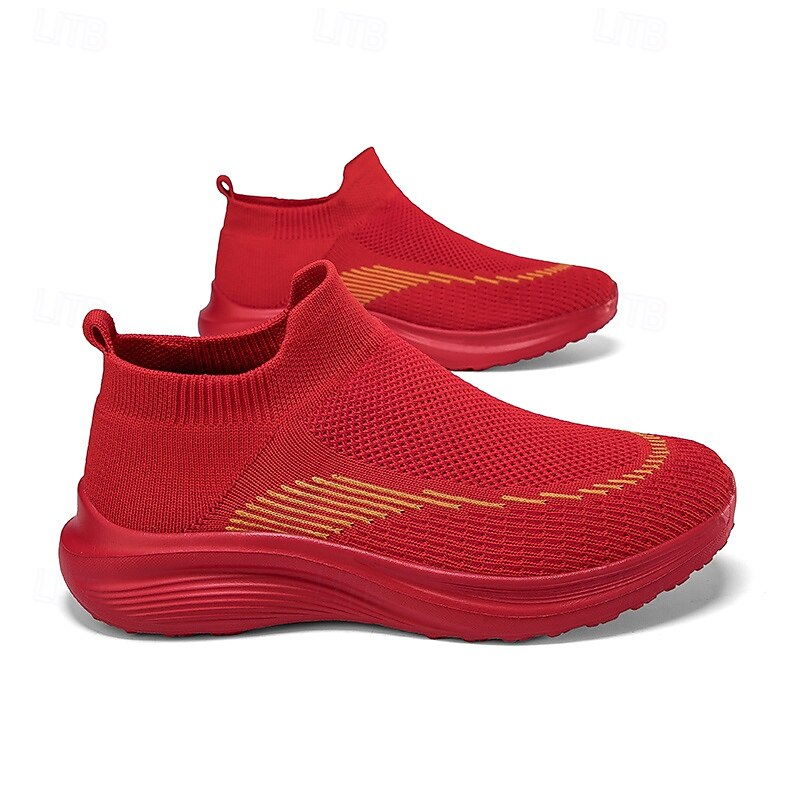 sneakers slip-on rosse leggere da uomo | tomaia in flyknit traspirante con suola comoda per attività casual e sportive del 2025 a $32.99 –P1