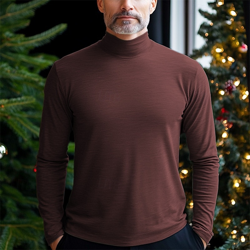 Herre T skjorte Turtleneck skjorte Langermet skjorte Langermet Rullekrage Vår & Vinter عادي Mote Designer Fritid Klassisk Gate Sport Ferie Lyseblå Marineblå Svart Topp T-skjorte for menn 2025 - $15.49 –P1