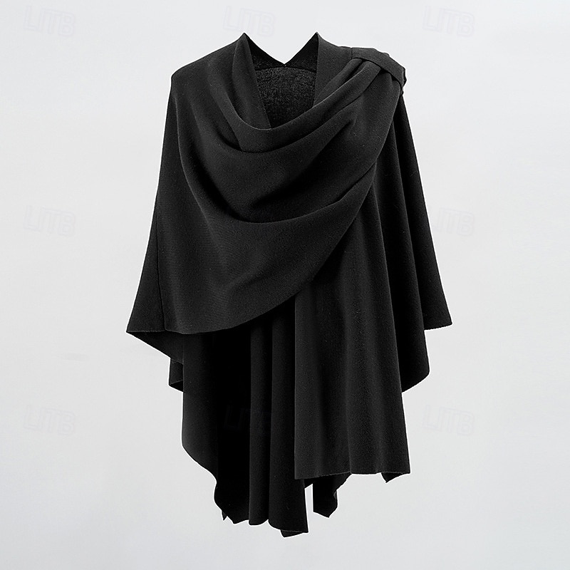 crossover sjal för kvinnor omlott öppen front poncho cape elegant loop sjalar resesjalar för höst vinter längd 150cm 2025 - $39.99 –P5