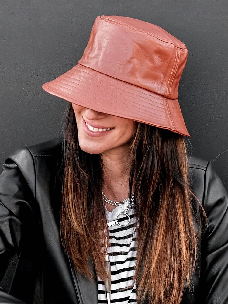 Women's Faux Leather Bucket Hat – Stylish and Versatile, Available in Multiple Colors for a Trendy Look 2025 - $14.99 –P2