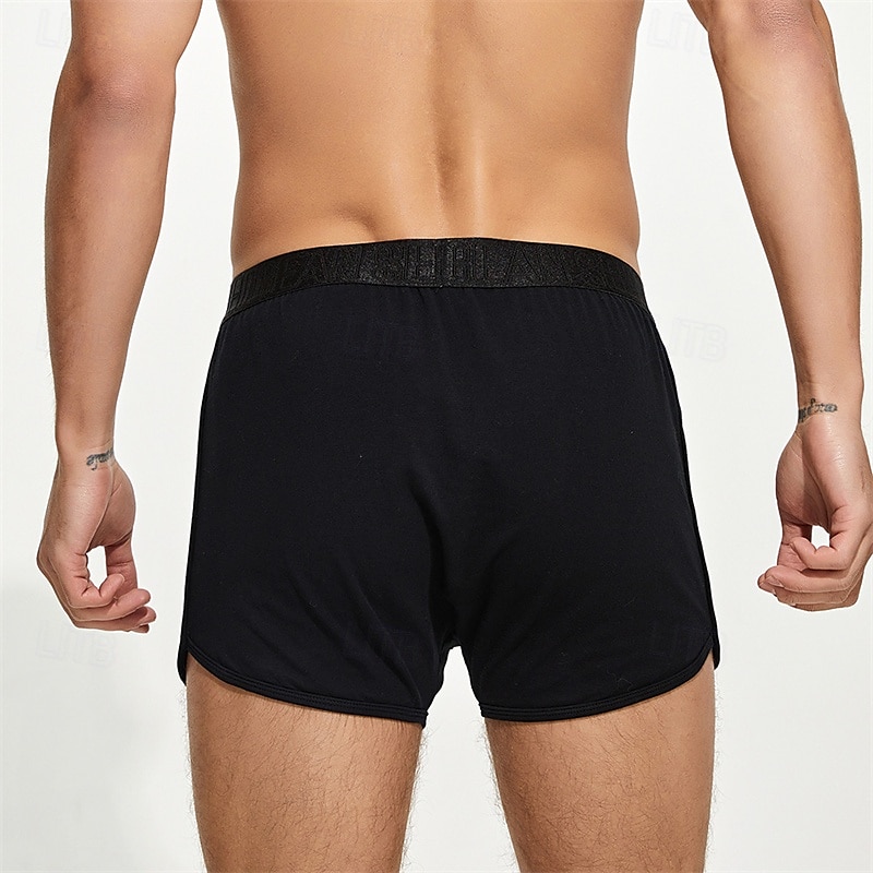 Men's 1 PCS Boxers Underwear Boxer Shorts Elastic Waist 50% Cotton Breathable Soft Comfortable Solid Color Mid Rise Black White 2025 - $11.49 –P15