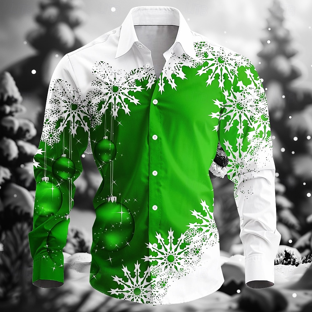 Crăciun Bărbați Fulg zăpadă Cămașă de designer Manșon Lung Stațiune Moda Casual Crăciun Petrecere Iarnă Primăvara & toamnă Răsfrânt Guler Cămașă Butonul sus Albastru piscină Roșu-aprins Mov Trifoi 2026 - $28.99 –P5