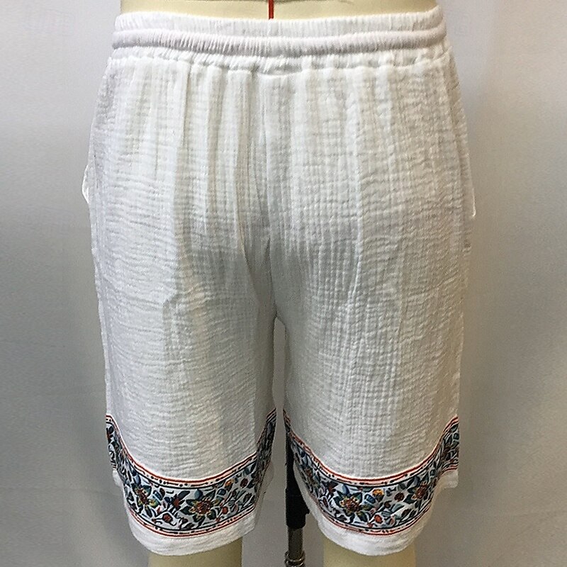 Homens Calção Shorts de linho Shorts de verão Shorts de praia Patchwork Com Cordão Cintura elástica Tecido Respirável Comprimento do joelho Férias Feriado Praia Moda Casual Branco de 2025 por $23.99 –P3