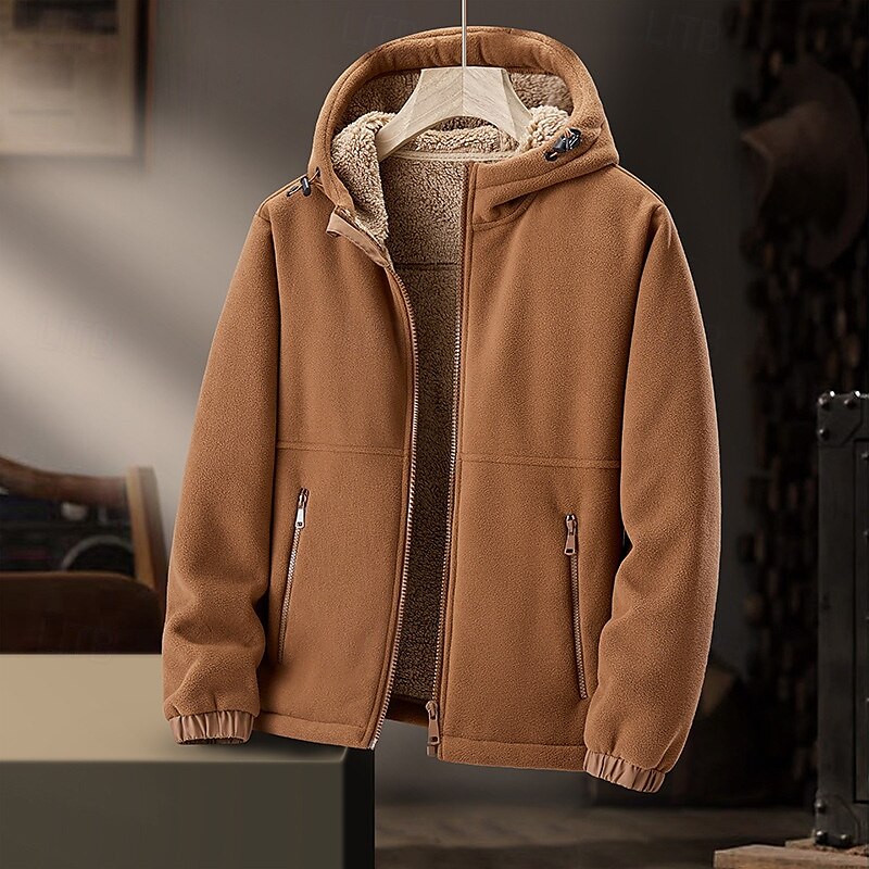 Ανδρικά Χειμωνιάτικα μπουφάν Μπουφάν fleece Casual Jacket Καθημερινά Διακοπές Διατηρείτε Ζεστό Τσέπη Φλις Φθινόπωρο & Χειμώνας Σκέτο Μοντέρνα Κομψό στυλ street Με Κουκούλα Κανονικό 2025 - $56.99 –P4
