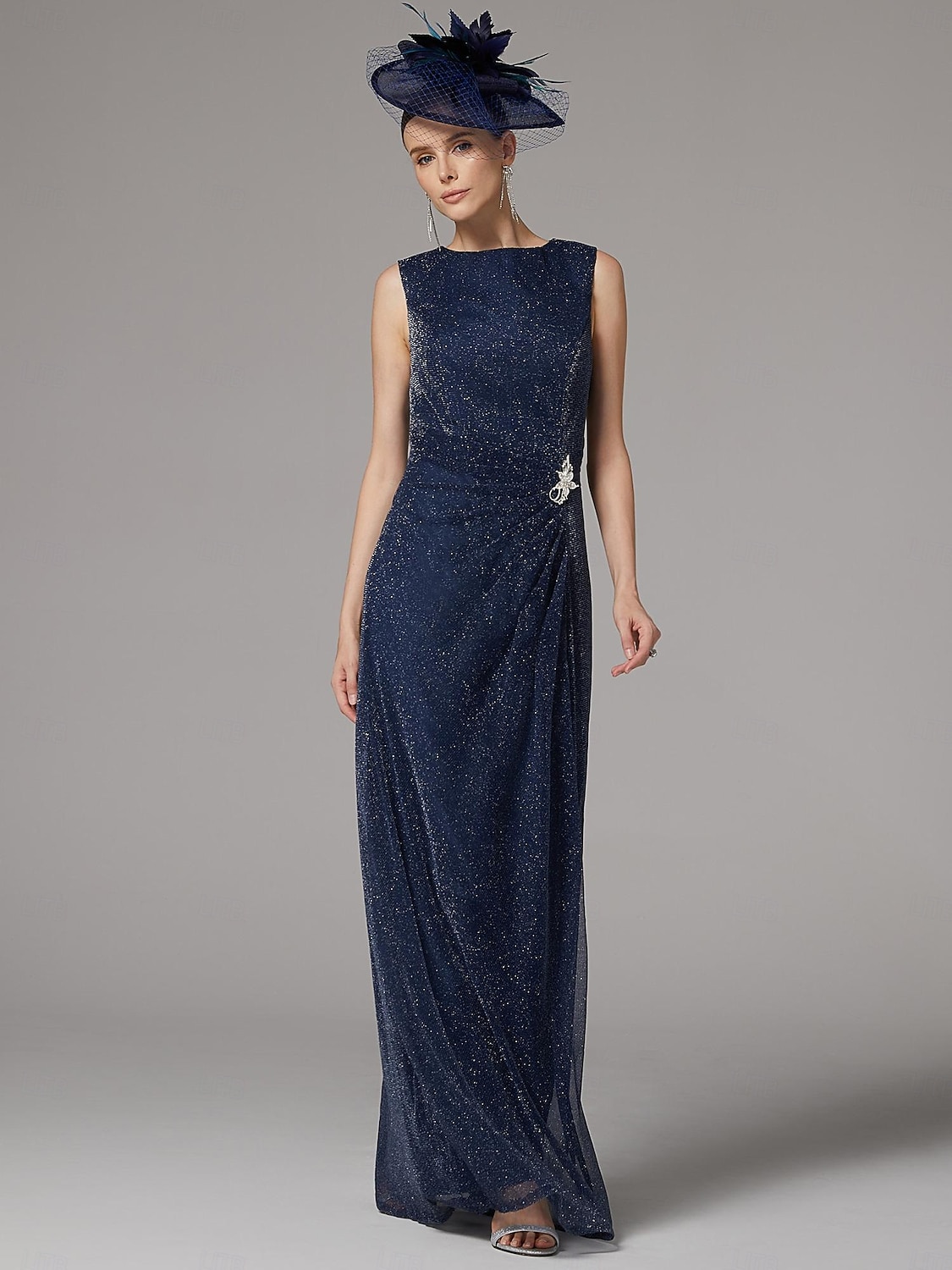 Zweiteiliges Etuikleid Anzug Brautmutter Kleid Elegantes Funkeln  Glanz Juwel Hals Bodenlang Chiffon Lange Ärmel mit Knöpfen 2025 - $155.99 –P4