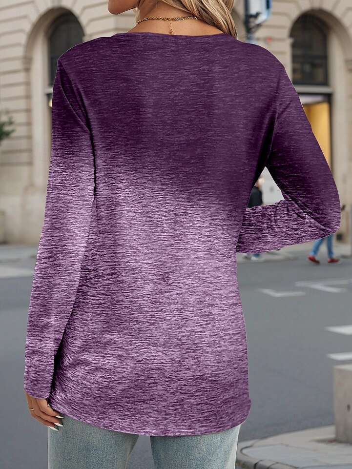 Valentine Dame Hjerte T Skjorte Casual Vanlige topper Lang erme Crew Neck Print Vanlig passform Daglig Lilla Vår Høst 2025 - $22.99 –P2