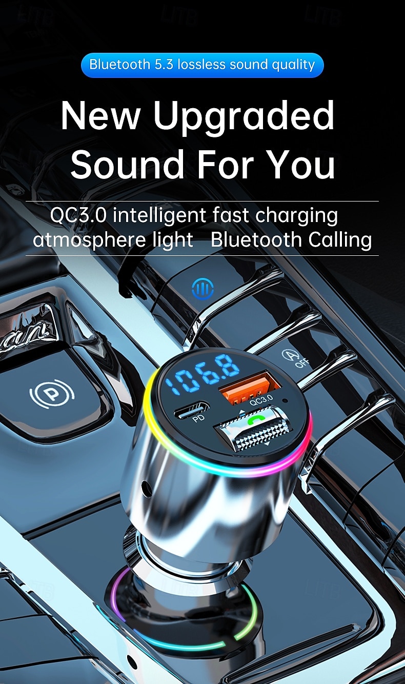 FM Transmitter With Car MP3 Player Fast Charging QC 3.0 Hand-free Call Dual PD Charger Bluetooth 2025 - $43.99 –P1