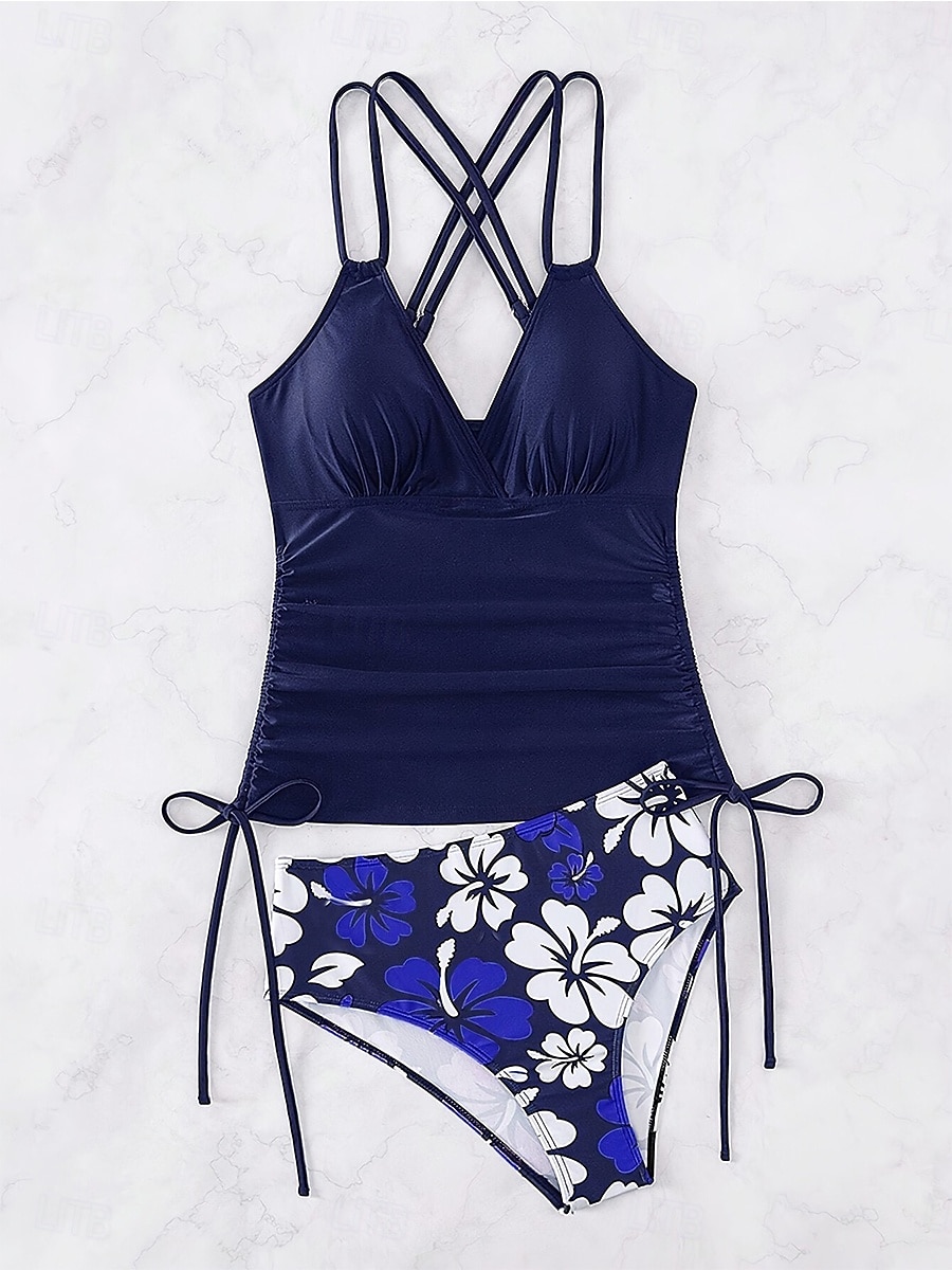 Dam Badkläder Tankini Baddräkt Semester Tropisk Grafisk Ärmlös Baddräkter 2025 - $26.99 –P5