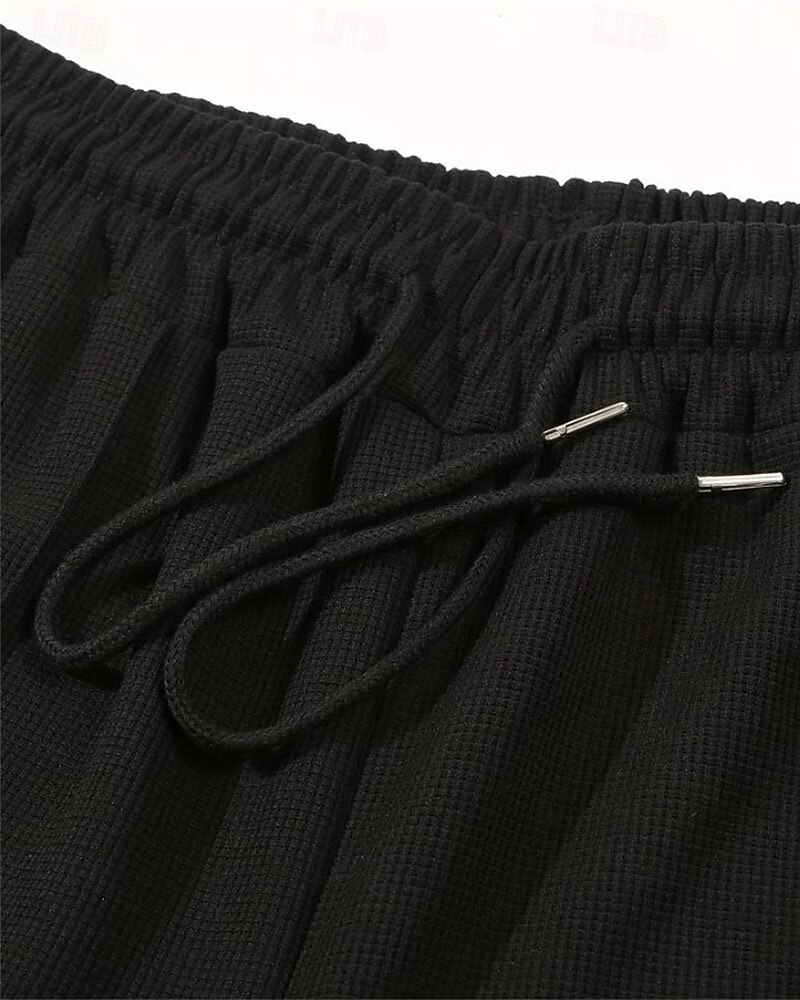 Men's Sweatpants Trousers Pleated Pants Waffle Pants Pocket Drawstring Elastic Waist Plain Comfort Sports Outdoor Daily Fashion Casual Black White Micro-elastic 2025 - zł59.99 –P4