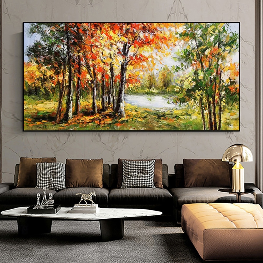 handgefertigtes Ölgemälde auf Leinwand, Wandkunst, Dekoration, moderne schöne Ahornwaldlandschaft für Wohnzimmer, Heimdekoration, gerolltes, rahmenloses, ungedehntes Gemälde 2026 - $92.99 –P2