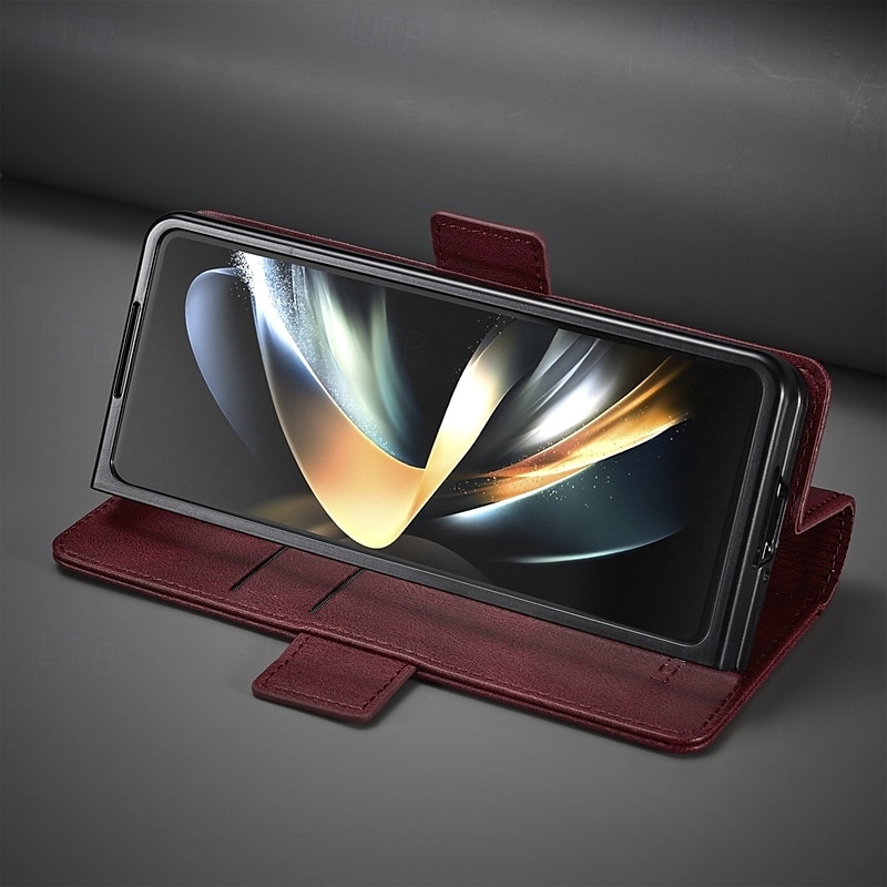 telefon Carcasă Pro Samsung Galaxy Z-sklad 7 Z Fold 6 Z Fold 5 Z Fold 4 Flip Cover se stojánkem Magnetické Slot pro kartu Retro TPU PU kůže 2025 - $18.99 –P7