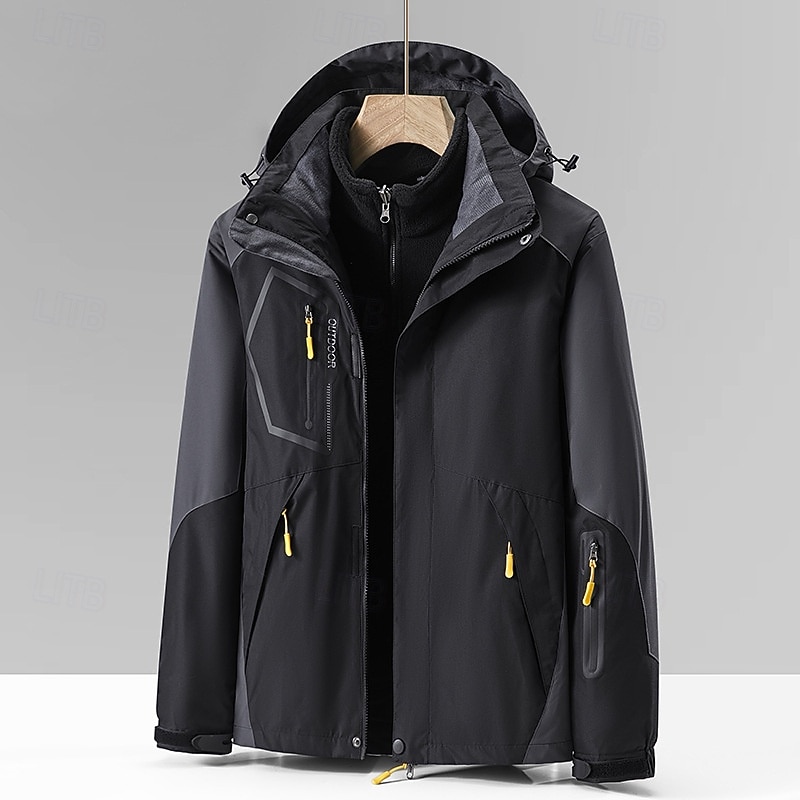 Homens Jaqueta Softshell Jaqueta de Trilha Inverno Ao ar livre Bloco de cor A Prova de Vento Impermeável Jaquetas 3-em-1 Jaquetas em Velocino Jaqueta corta-vento Viajar Cinzento Escuro Preto Marfim de 2025 por $90.99 –P2