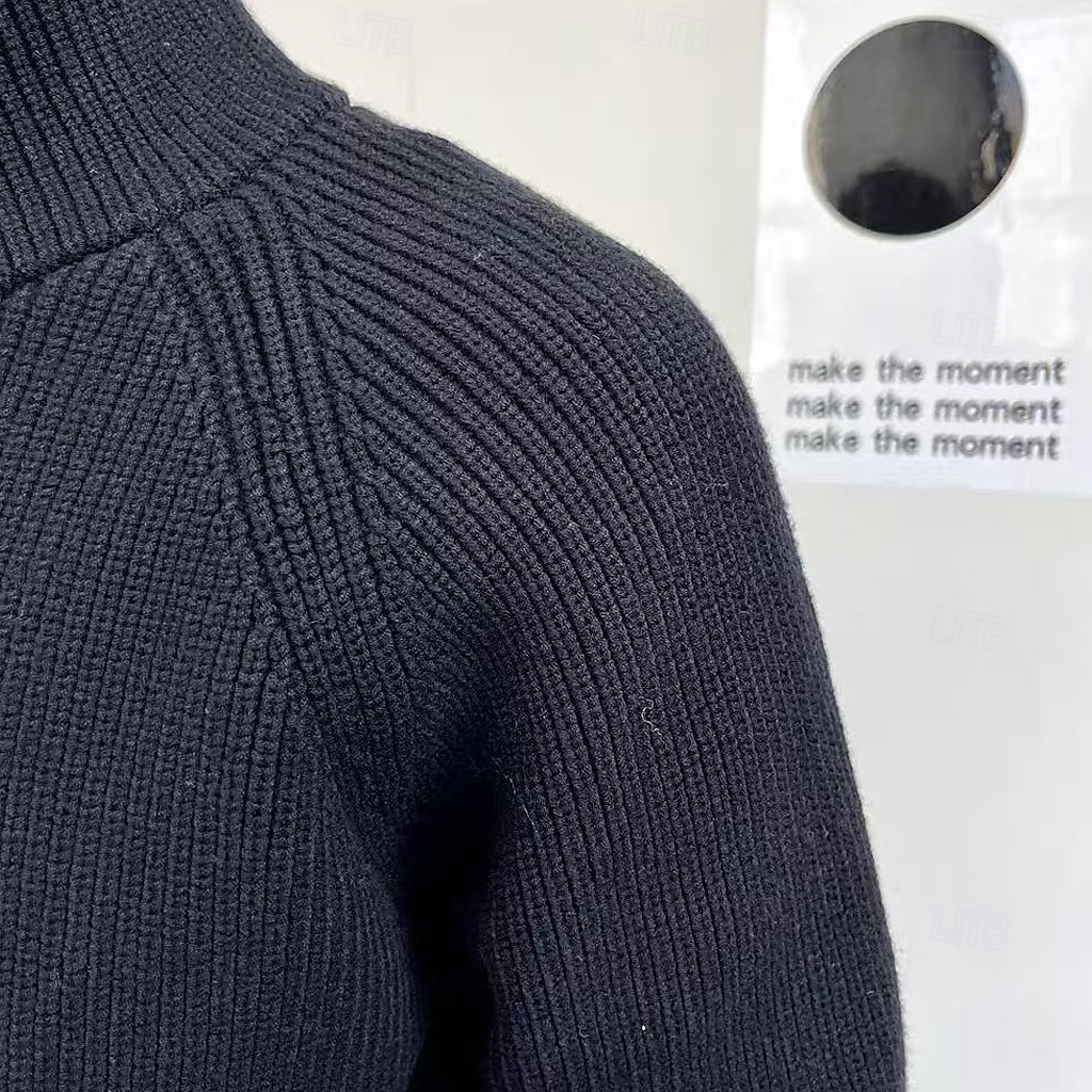 Herren Weihnachtspullover Strickjacke Zip Pullover Reißverschluss Pullover Jacke Strickpullover Grobstricken Stricken Zip Gerippt Feste Farbe Stehkragen Weihnachten Strickware Freizeitskleidung 2025 - $35.99 –P5