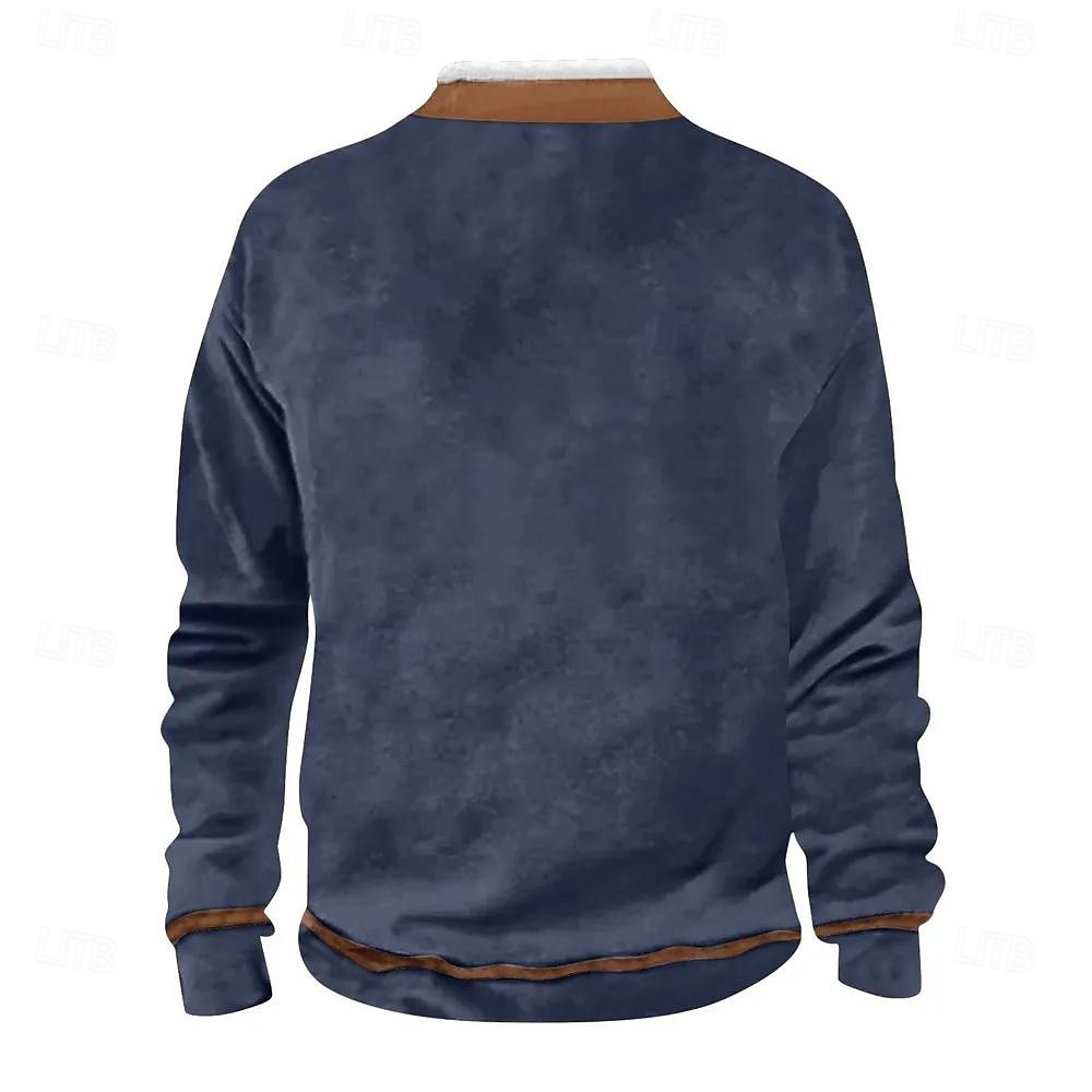 Per uomo Felpa Felpa con cerniera a un quarto Blu Colletto Mao Color Block Collage Sportivo Giornaliero Per eventi Vintage Informale Vello sottile Autunno inverno Abbigliamento Felpe con cappuccio del 2025 a $23.99 –P2