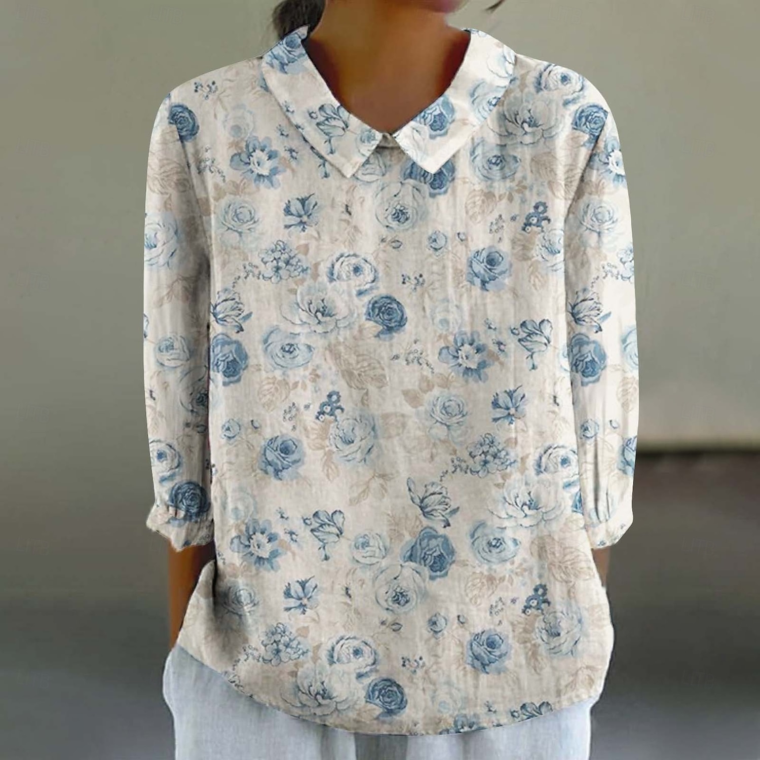 Women's Shirt Linen-Inspired Shirts Long Sleeve Shirt Collar White Blue Green Spring Fall 2025 - $29.99 –P2