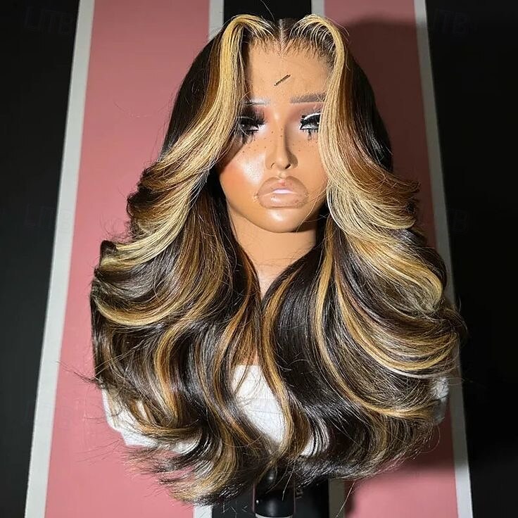 Echt haar 4x13 Sluiting Pruik Gratis deel Braziliaans haar Body Golf Lichtbruin Meerkleurig Pruik 150% Haardichtheid met babyhaar lijmloze Pre-geplukt Voor pruiken voor zwarte vrouwen Lang Kanten 2025 - $243.69 –P2