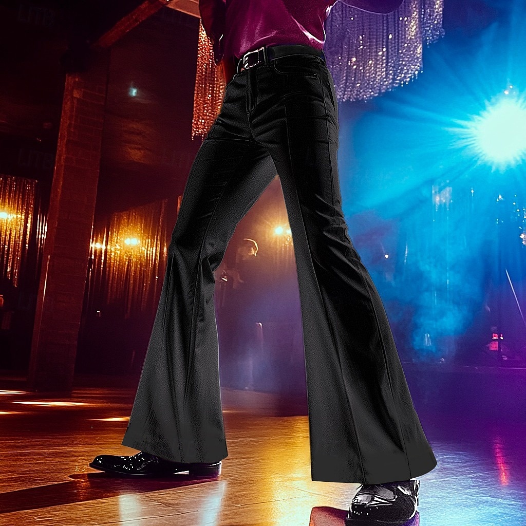 Hombre pantalones navideños Llamarada Pantalones de discoteca Timbre Pantalones Bolsillo Plano Comodidad Suave Longitud total Carnaval Fiesta Navidad Vintage Moda Negro Blanco Elástico 2025 - $26.99 -P4