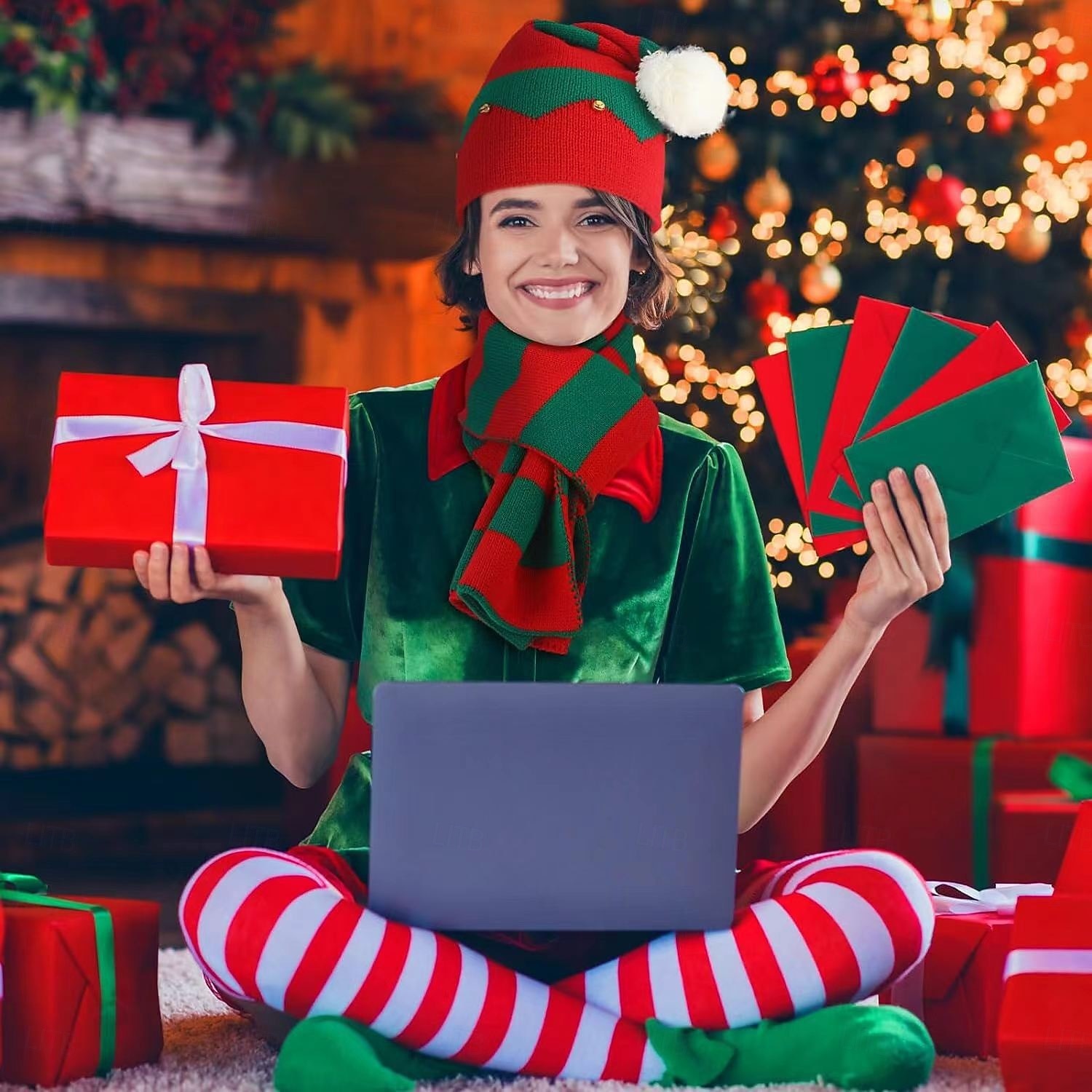 Mikulás Manó Kesztyűk karácsonyi ajándék Kötött sapkák sálkészlet Férfi Női Újdonság Vicces Kötött Minta Karácsony szenteste Kesztyűk Sál Kalap 2025 - $24.99 –P13