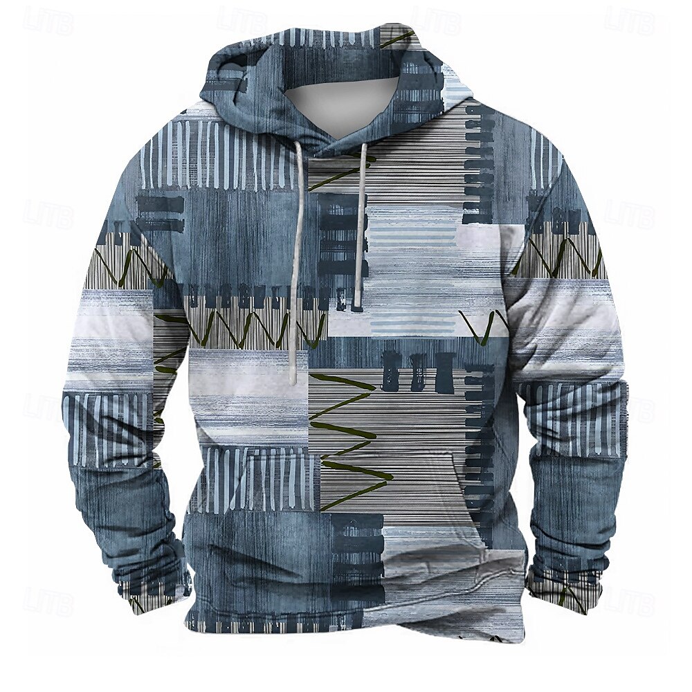 Homens Xadrez Moletons Moletom Casacos Moletom com capuz Gola Redonda Moda Impressão 3D Festa Feriado Streetwear Azul Com Cordão Outono Inverno Designer de 2025 por $29.99 –P1