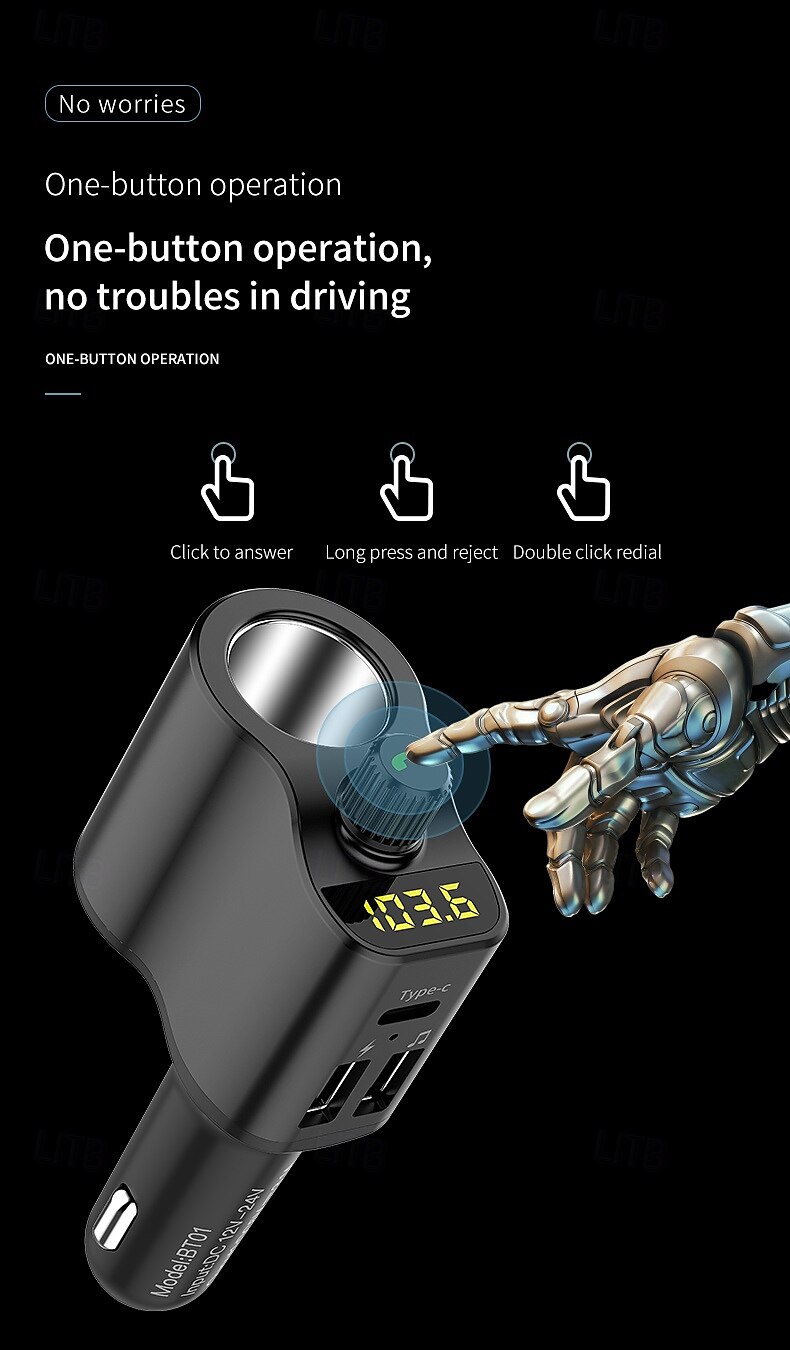 FM Transmitter BT 5.0 Car Kit Handsfree Car Music Player Cigarette Lighter Socket Splitter Dual USB Car Charger 2025 - $31.99 –P14