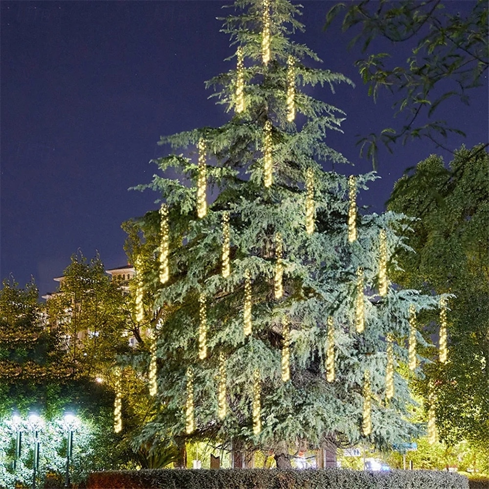 3-in-1 סולארי led מטאורים גשם אורות גשם, עמיד למים חזיזים נטיפי קרח נורות פיות לגינה  & חַג הַמוֹלָד 2025 - $88.99 –P6