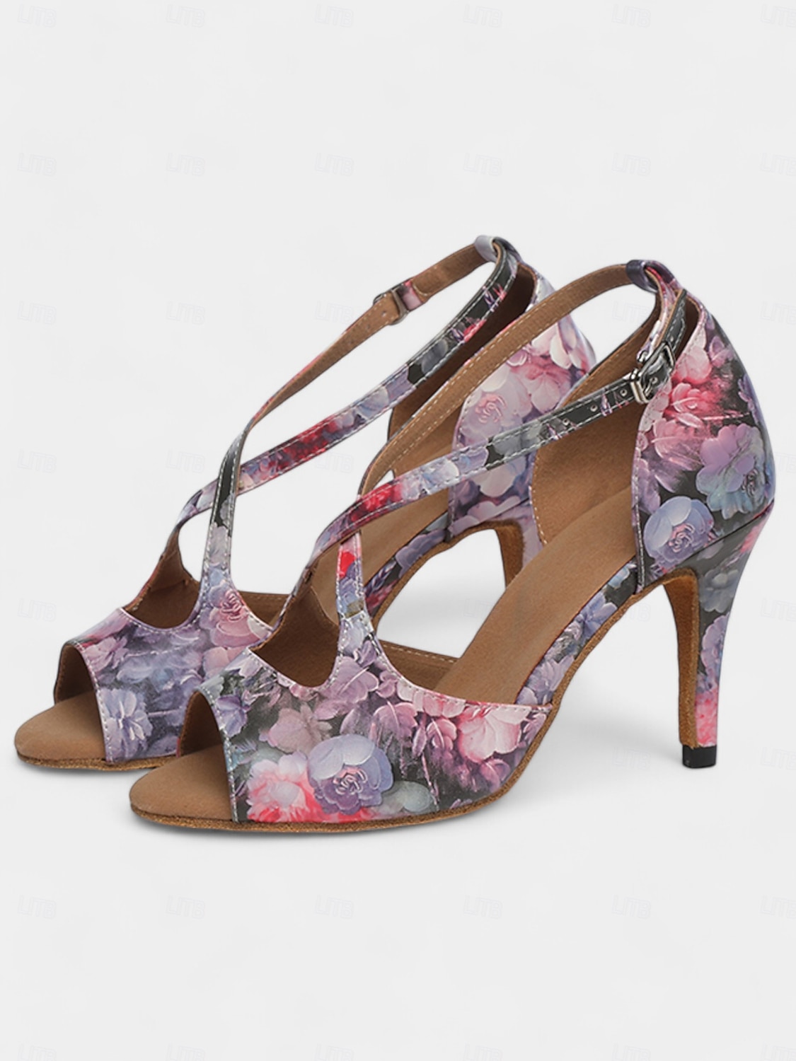 chaussures de danse latine à imprimé floral pour femmes - talons à bout ouvert avec design à lanières pour les spectacles de salon, de salsa et de tango de 2025 ? $46.99 –P11