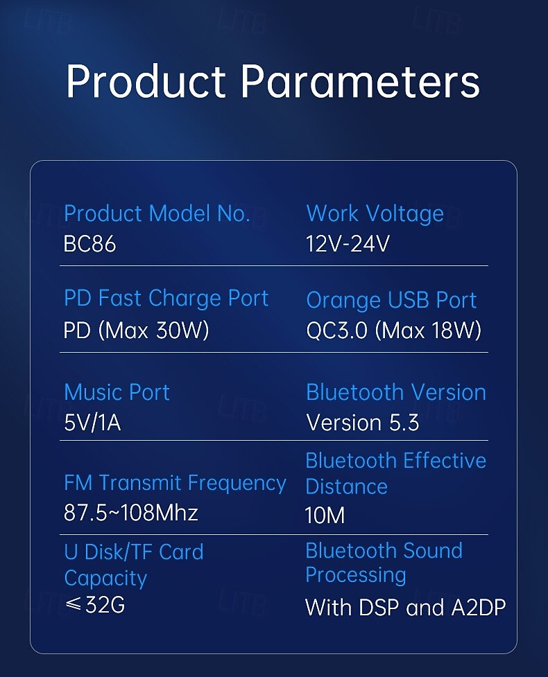 2025年 高品質のミニカー MP3 プレーヤー Bluetooth 音楽スピーカー 30W 急速充電器、車用 FM トランスミッター MP3 プレーヤー  コレクション – $43.99 –P17