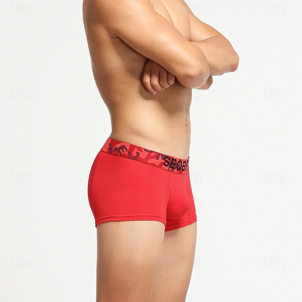 Herren 1 pc Unterwäsche Boxer Boxer-Shorts Patchwork 90% Baumwolle Atmungsaktiv Weich Komfortabel Farbblock Buchstabe Mittlere Hüfthöhe Schwarz Weiß 2025 - $8.99 –P13