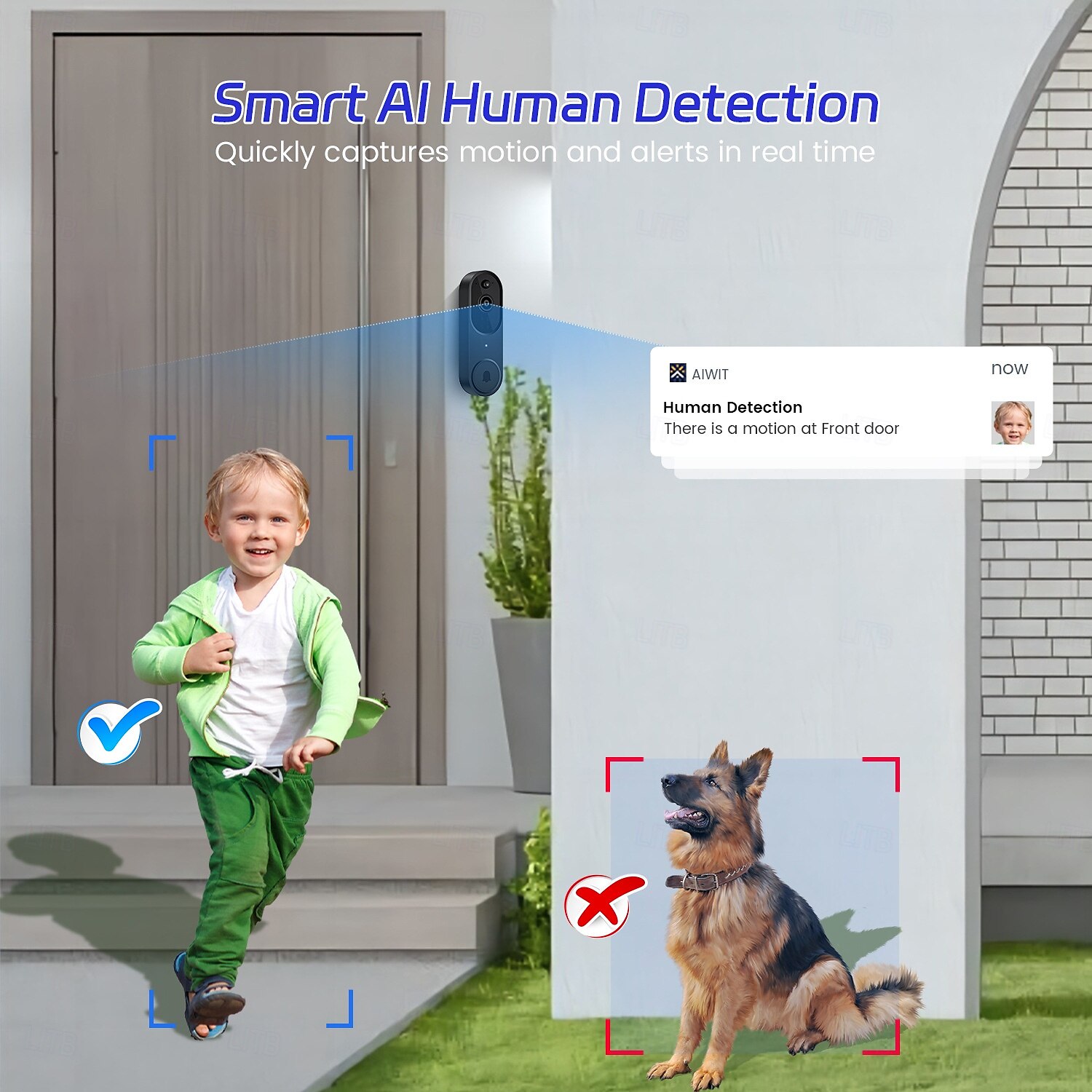 1080p video sonerie cameră inteligentă IA detecție umană vizualizare live inclusă sonerie 2,4 g wifi audio bidirecțional 2025 - $67.99 –P2