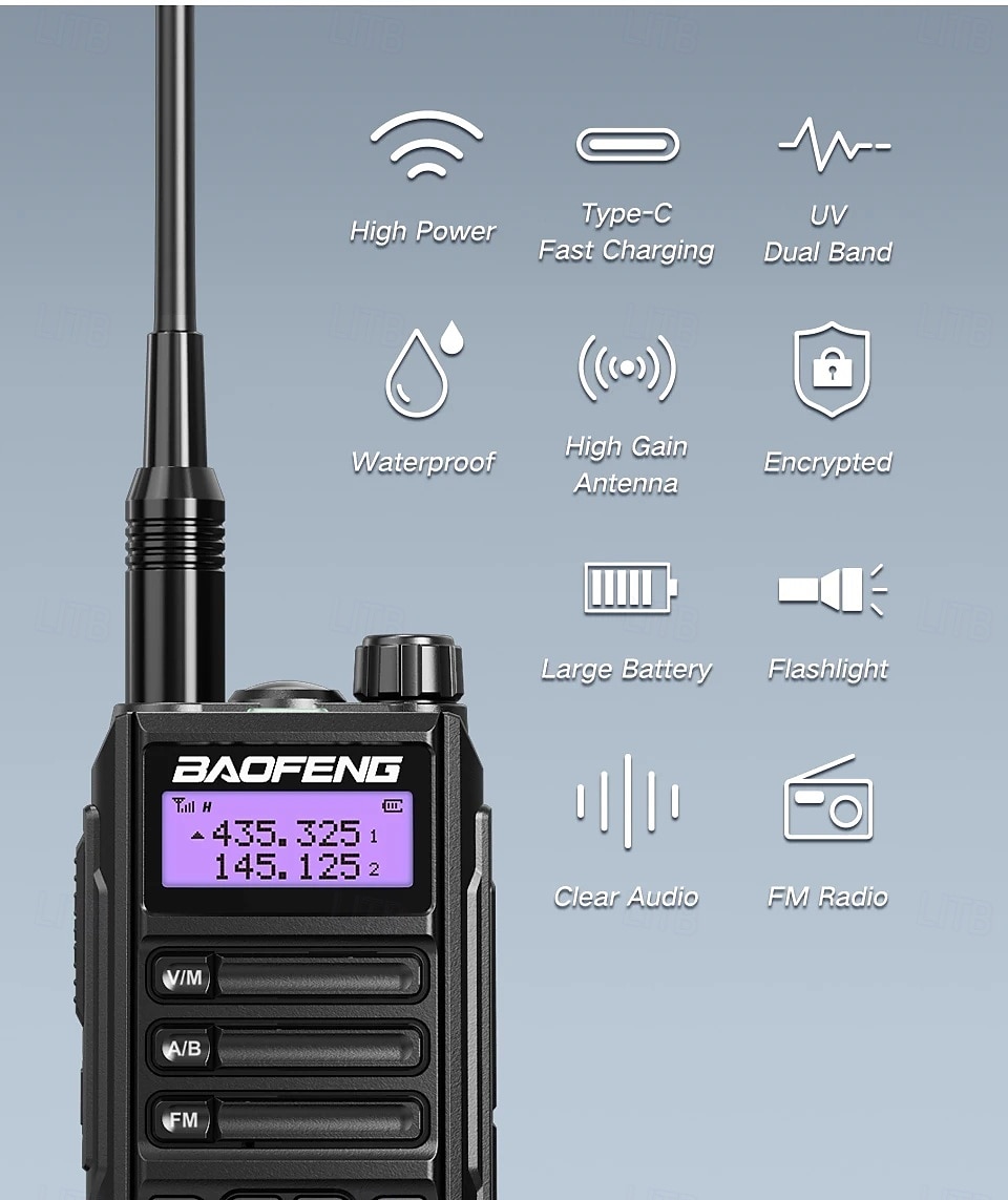 1PC Walkie-Talkie Tri Band Professional Hunting Ham Waterproof Long Range Type-C Charger VHF UHF Two Way Portable Radio 2025 - $95.99 –P7