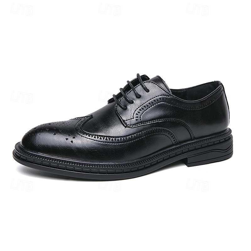 chaussures richelieu marron pour hommes avec bout d'aile et semelle en caoutchouc - chaussures formelles classiques pour les affaires, le bureau et les événements spéciaux de 2025 ? $46.99 –P2