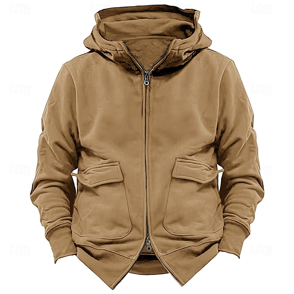 Bărbați Hanorac cu Glugă Hanorac tactic Negru Bleumarin Kaki Gri Închis Capișon Simplu Sporturi & Exterior Sport Haine de strada non-imprimare Designer De Bază Casual Iarnă Îmbrăcăminte Hanorace 2025 - $39.99 –P5