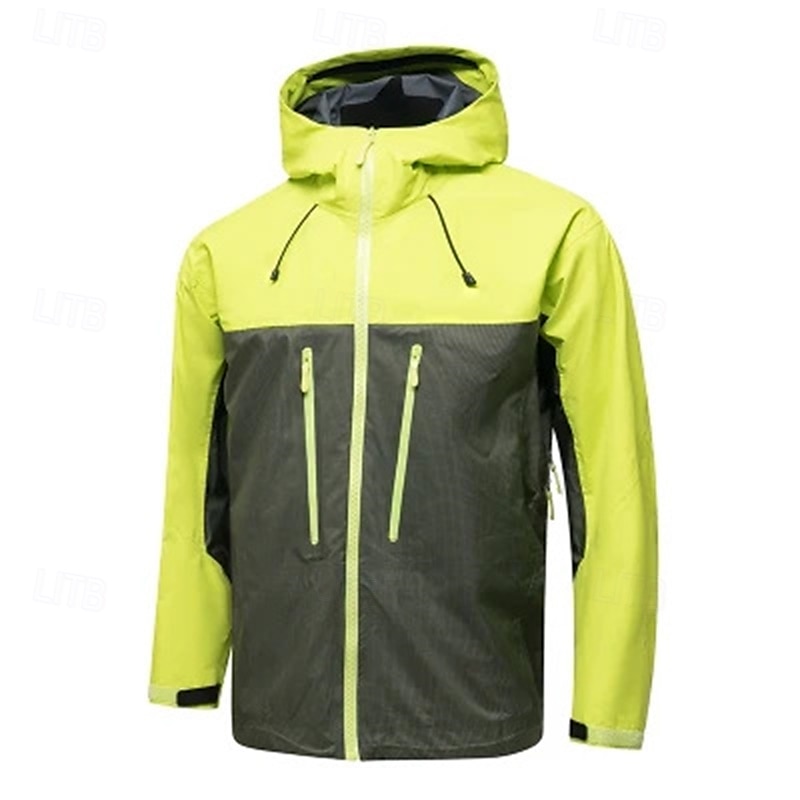 Herren Wanderjacke Draussen Farbblock Wasserdicht Windundurchlässig Reißverschluß vorne Leichte Jacke Voller Reißverschluss Camping / Wandern / Höhlenforschung Schwarz Gelb Grün Grau 2025 - $85.99 –P6