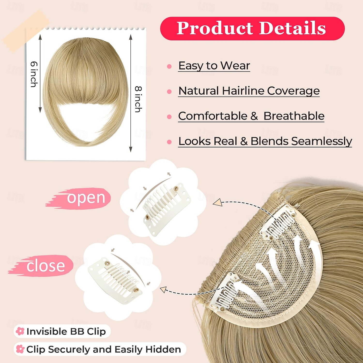 Bangs Hair Clip in Bangs,Thick French Bangs Clip in Hair Extensions Wispy Fake Bangs for Women Fringe with Temples Hairpieces for Daily Wear 2026 - $7.99 –P4