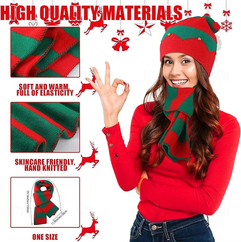 Mikulás Manó Kesztyűk karácsonyi ajándék Kötött sapkák sálkészlet Férfi Női Újdonság Vicces Kötött Minta Karácsony szenteste Kesztyűk Sál Kalap 2025 - $24.99 –P1