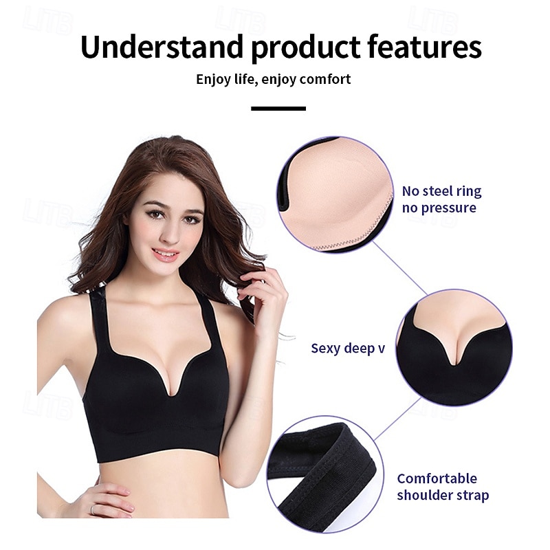 Dames BH-top Ondergoed / Onderkleding Goede top Comfortabel Ademend Schokbestendig Verwijderbare vulling Beugelloos Effen Sport Sportkleding Zwart Wit Yoga Fitness Informeel 2026 - $12.99 –P8