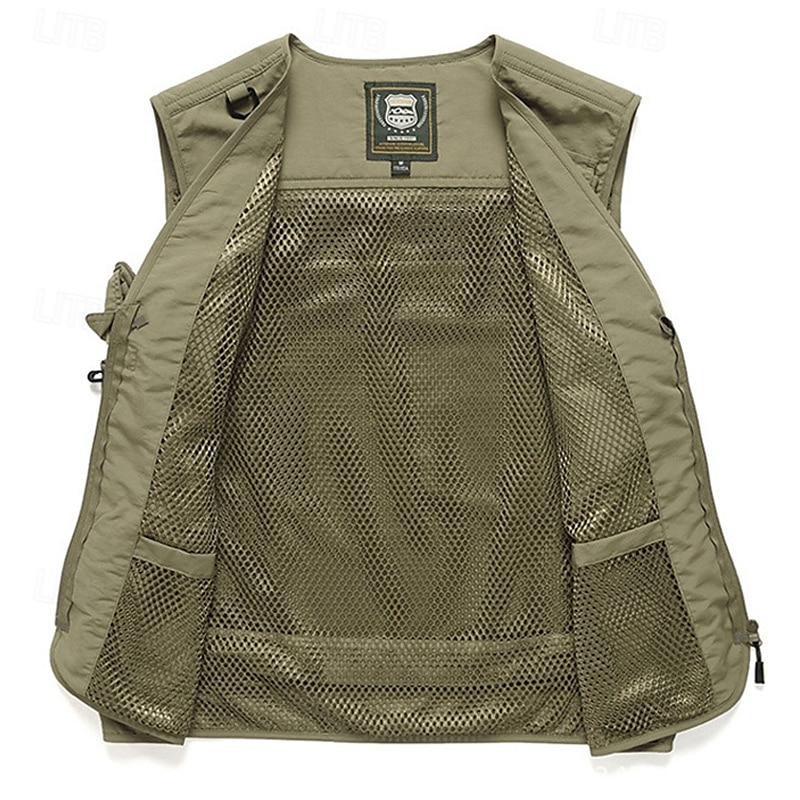 Herren Weste für Wanderer Wander-Fleeceweste Ärmellos Weste Außen Atmungsaktiv Komfortabel Mehrere Taschen Polyester Schwarz Armeegrün Rot Jagd Angeln Klettern 2025 - $29.99 –P2