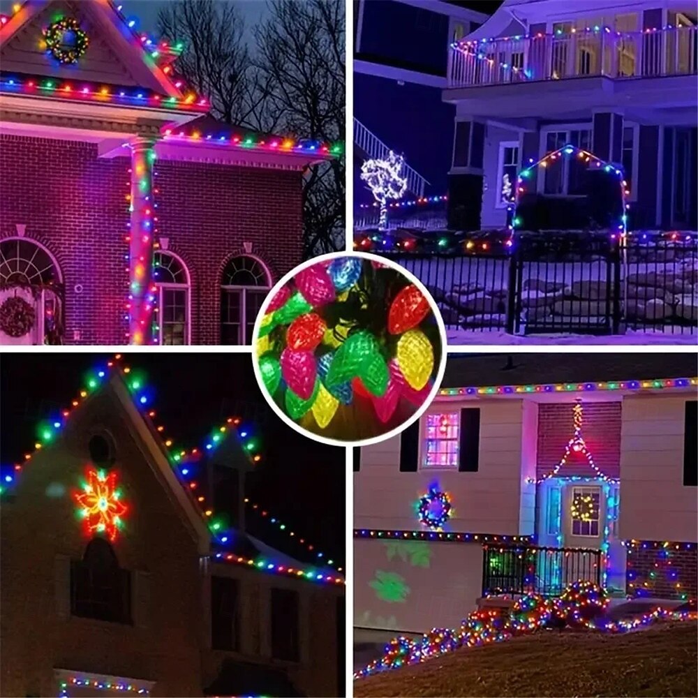 elegantă nuntă recepție petrecere solar sakura lumini de Crăciun 5m/6.5m/7m lumini de exterior impermeabile pentru terasă, stil căpșuni, pentru Anul Nou, nuntă, decor petrecere 2025 - $12.99 –P5